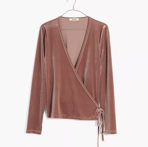 💥 MADEWELL Salmon Velvet Ballet Wrap Top